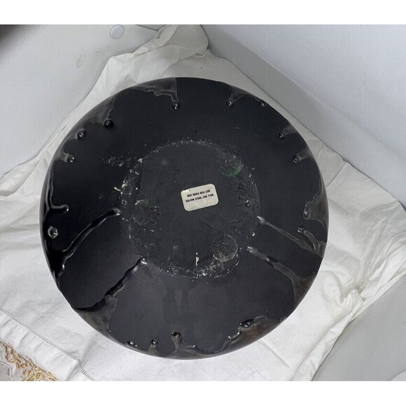 Vintage Haeger Matte Black Bronze Tone Volcanic Drip Lava Glaze Art Pottery UFO - Picture 12 of 14